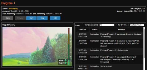 Stream Solo Per Program View